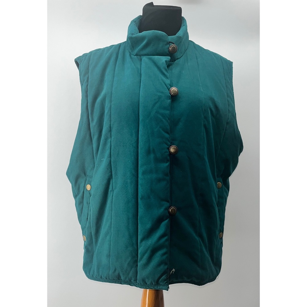 Woolrich Quilted‎ Puffer Vest Sleeveless Button Up Emerald Green Warm Comfy L